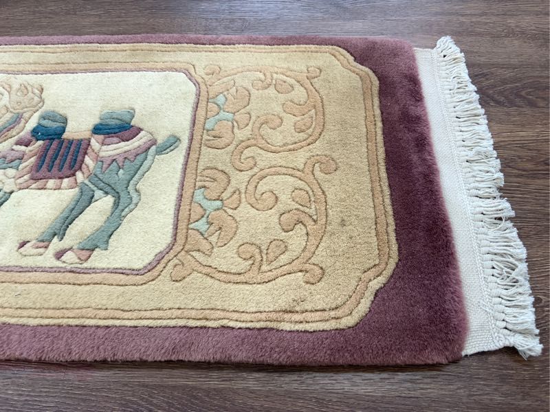 ☆サマーセール☆ミニランナー123×38cm チベット産 絨毯 ラグ