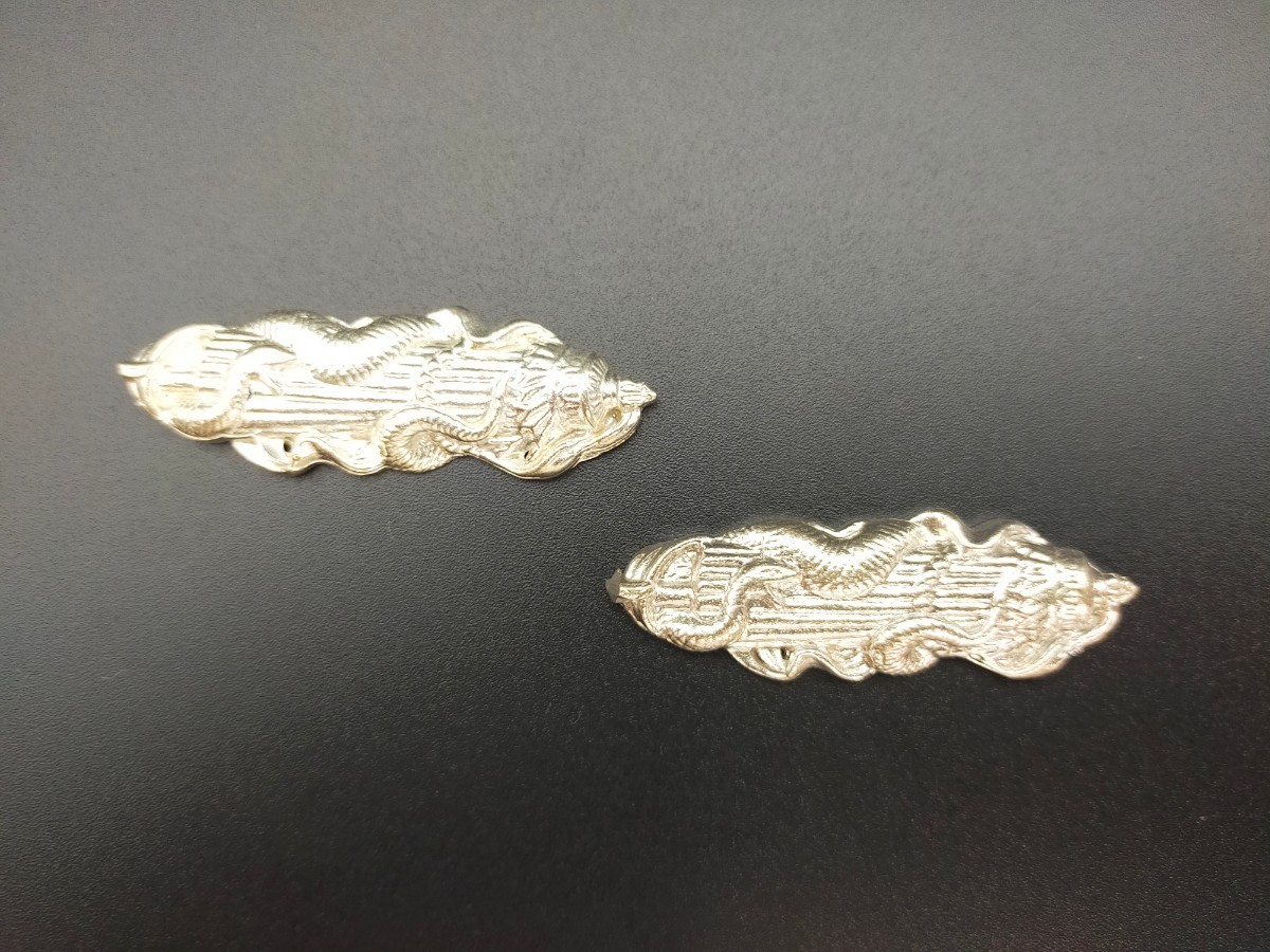 MA06 目貫 琴蛇の図 銅製 銀メッキ 現代作 日本刀装具｜Yahoo!フリマ 