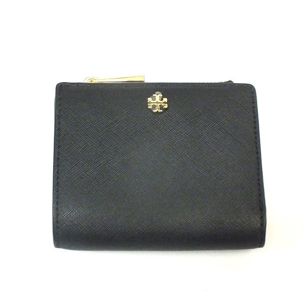 TORY BURCH　トリーバーチ コンパクトウォレット レザー 財布 ブラック【質屋 かんてい局横浜港南店】新品同様品 used SA