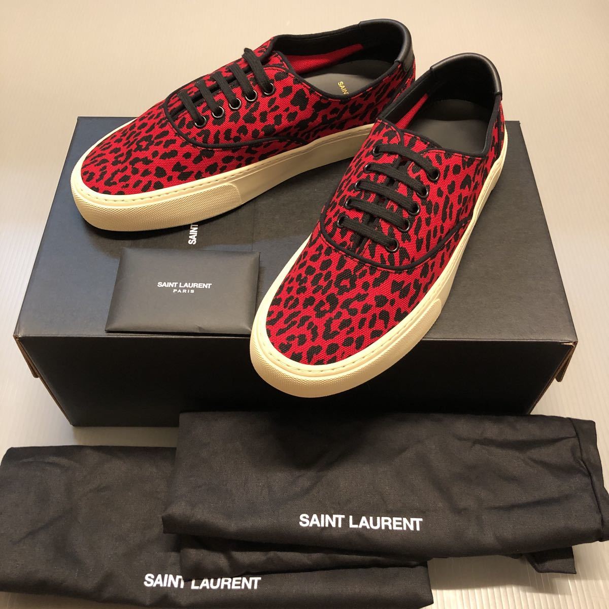 未使用！SAINT LAURENT サンローラン ヴェニス スニーカー(キャンバス) レッド系／ブラック サイズ40(25cm相当) 箱,保存袋付属 格安！の画像1