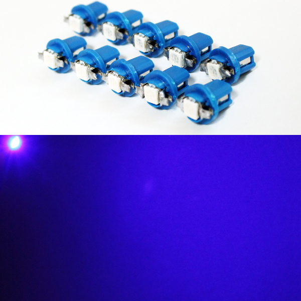 LED T5 B8.5D 青 10個 欧州車 バルブ ライト エアコン メーター スイッチ インジゲーター ポジション SMD 照明 球 高輝度 ブルー_画像1