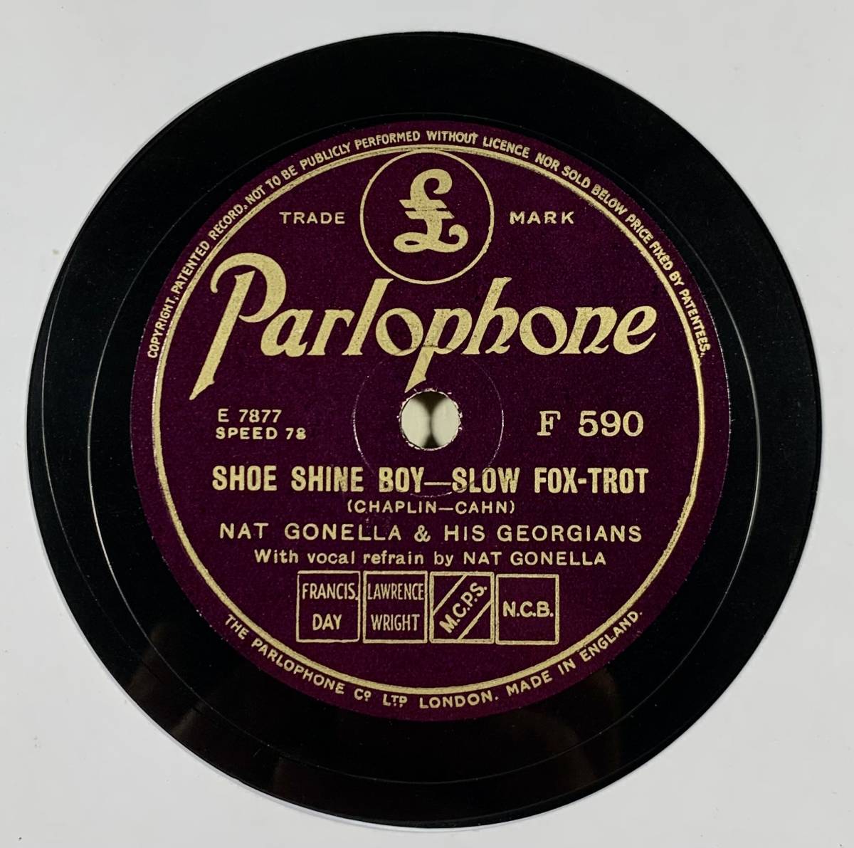 NAT GONELLA & HIS GEORGIANS/SHOE SHINE BOY -SLOW/CHINESE LAUNDRY BLUES (PARLOPHONE F 590) SPレコード78RPM(英)_画像1