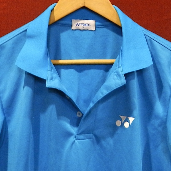 YONEX ヨネックス デザイン ロゴ 半袖 ポロシャツ lite 東京 スポーツウェア ゲームシャツ テニス バトミントン 水色 M 美品_画像3