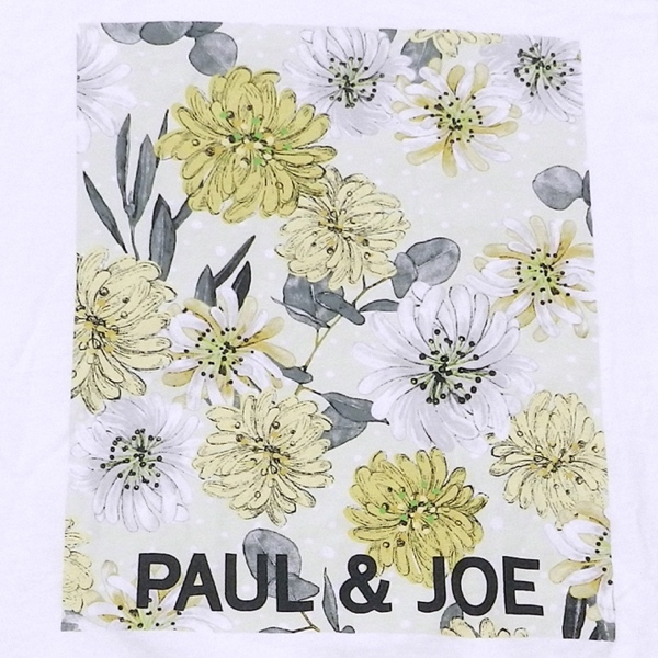 PAUL & JOE x ユニクロ ポール&ジョー ロゴ 花柄 Tシャツ カットソー 白 M 美品_画像5