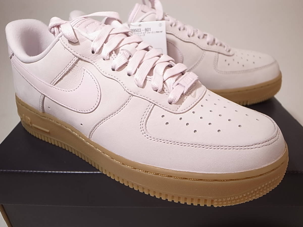 NIKE WMNS AIR FORCE 1 PRM MF PEARL PINK メンズ27 5cm新品パールピンクxガムソール天然皮革ヌバックDR9503 601黒タグ付|