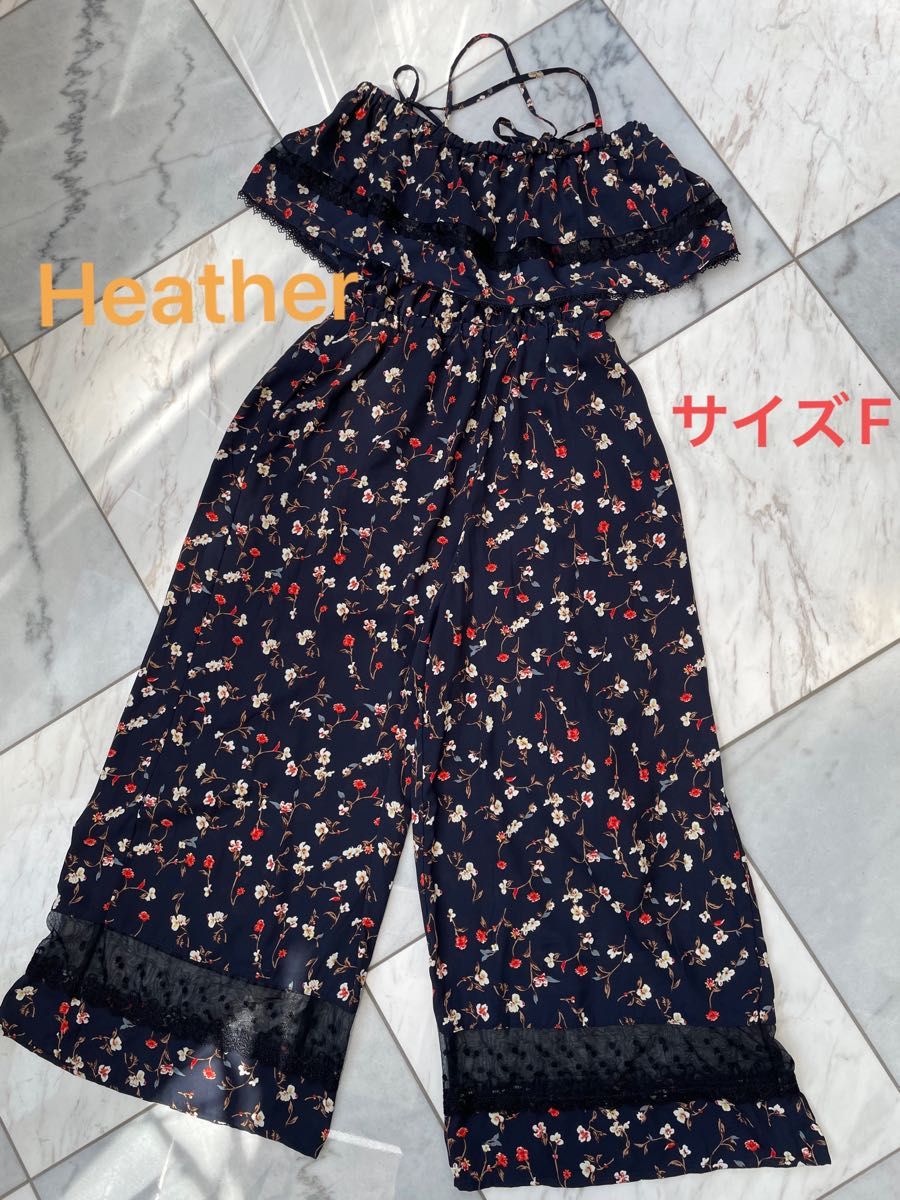 値下げ中1980→1680【Heather】2way 花柄シフォン サロペット　オールインワン　サイズF 定価6900円〔税抜き〕