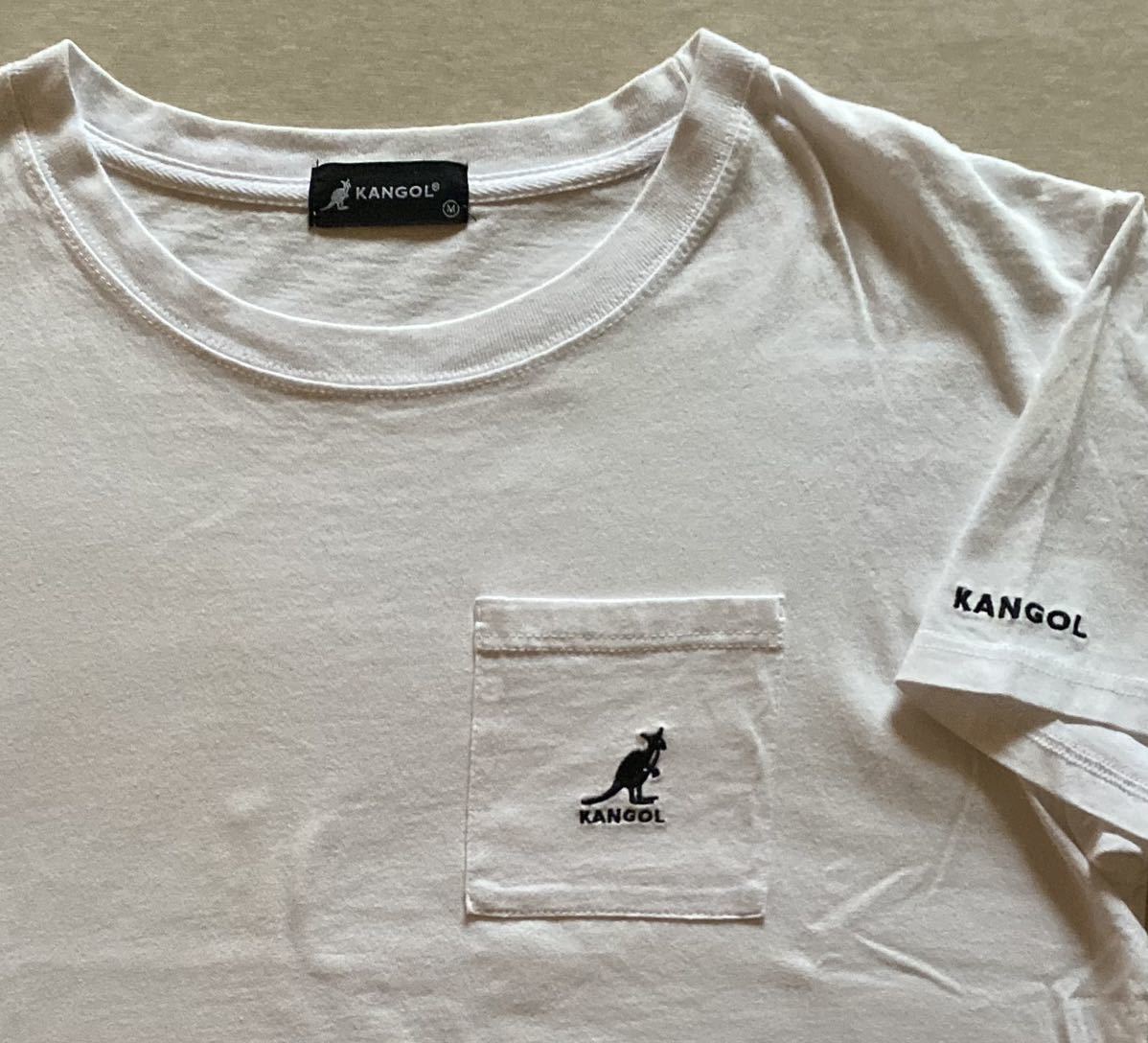 KANGOL Kangol футболка .poke рукав Logo вышивка белый размер M б/у одежда 