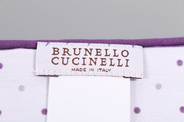 BRUNELLO CUCINELLI（ブルネロクチネリ） ポケットチーフ ML8490091 ホワイト x パープル 25504pu 【A25505】_画像3