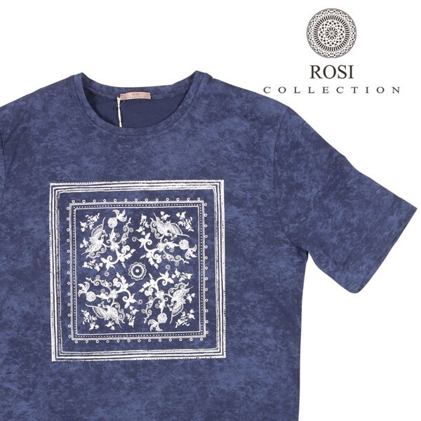 ROSI COLLECTION（ロージコレクション） Uネック半袖Tシャツ RIO ネイビー x ホワイト S 22624nv 【S22629】_画像1