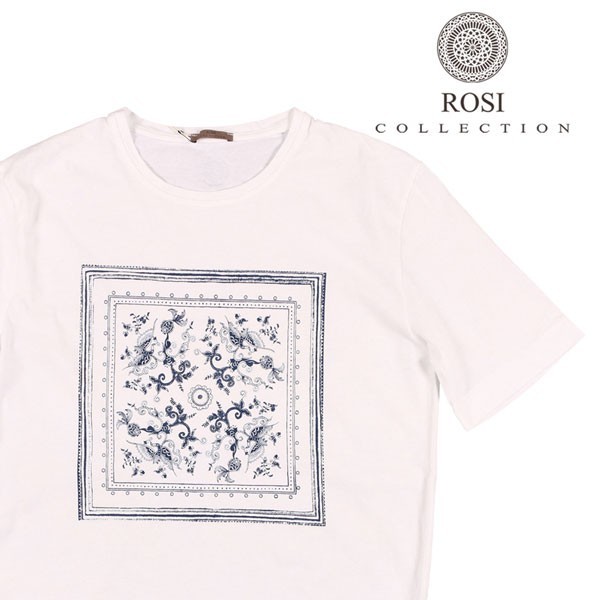 ROSI COLLECTION（ロージコレクション） Uネック半袖Tシャツ RIO ホワイト x ネイビー M 22624wh 【S22625】