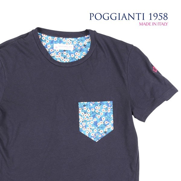 POGGIANTI 1958（ポジャンティ 1958） Uネック半袖Tシャツ 961E20-03 ネイビー L 22993 【S22995】