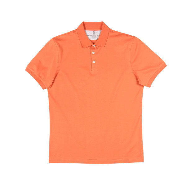 2022年新作入荷 BRUNELLO 【S25585】 25584or M オレンジ M0T618356 半袖ポロシャツ CUCINELLI（ブルネロクチネリ） 男性用