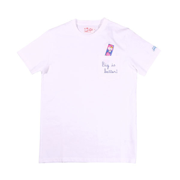 Saint Barth（セントバース） Uネック半袖Tシャツ EMB BIG BETTER 01N ホワイト M 30016 【S30017】