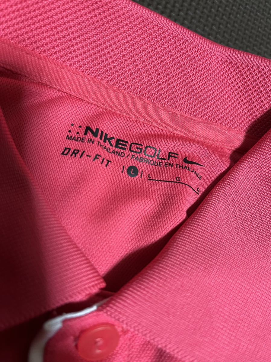  новый товар NIKE GOLF розовый, белый, Logo белый ( вышивка ) короткий рукав стрейч tops размер L