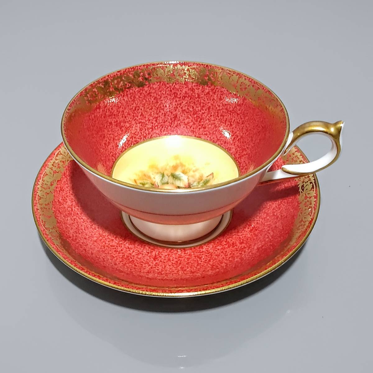 коллекция *AYNSLEY* Aynsley cup & блюдце красный золотая краска 