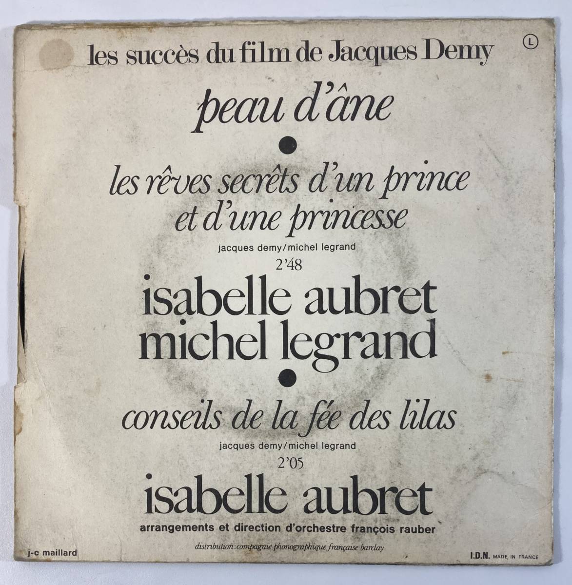 i The bell *o- blur (Isabelle Aubret), Michel * legrand (Michel Legrand) / donkey .. woman peau d\'ane. record EP Disques meys 10026