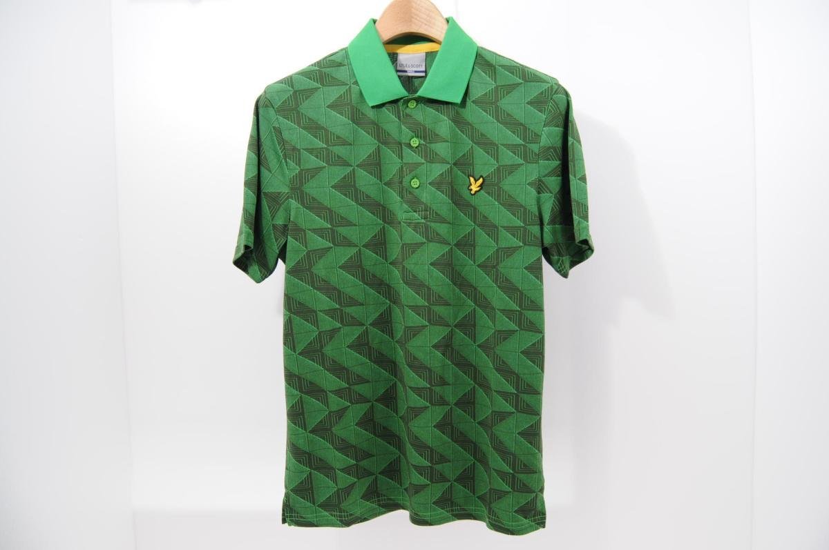 coco*la il & Scott * polo-shirt with short sleeves * green * green / total pattern *S*USED* cat pohs shipping possible *68174