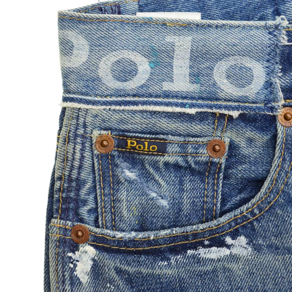 [24]POLO RALPH LAUREN / Polo Ralph Lauren 211764951001 REEDE HIGH RISE STRAIGHT paint repair processing cut off Denim pants 