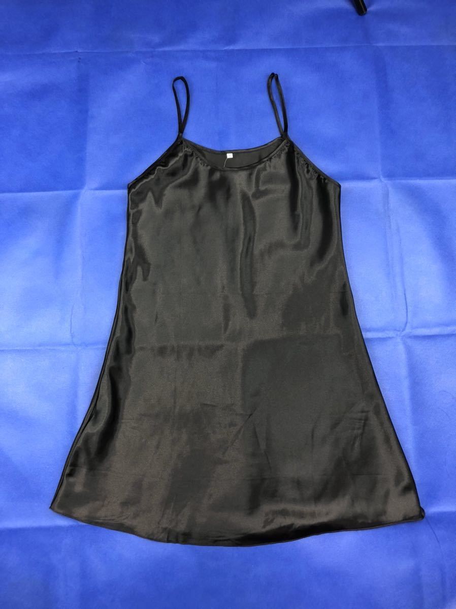  новый товар XL размер одноцветный черный цвет шелк способ длинный Cami inner платье pechi coats "губа" sexy Ran Jerry baby doll салон одежда 
