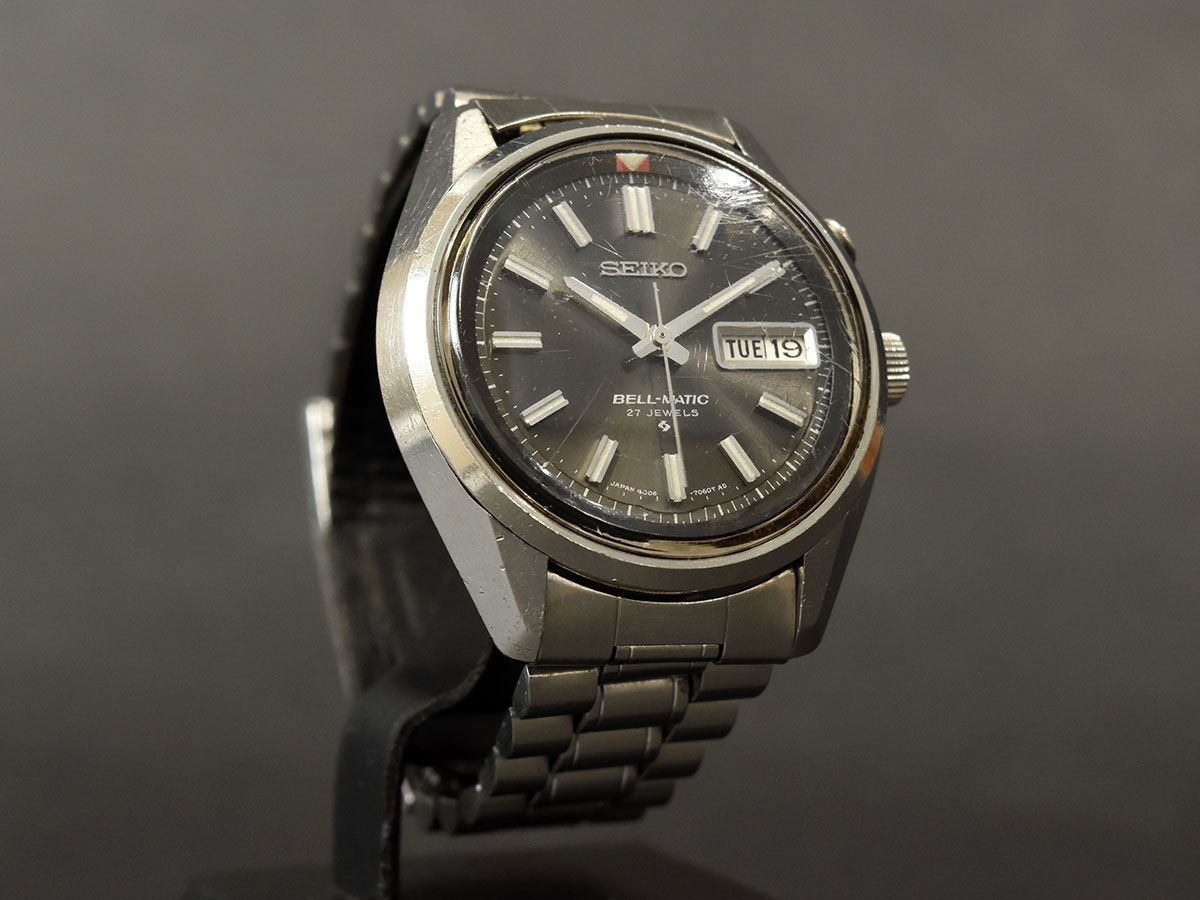 151602♪ 動作確認済 SEIKO セイコー ベルマチック 腕時計 自動巻き デイデイト 27石 3針 4006-7012 ブラック シルバー メンズ/ D 3
