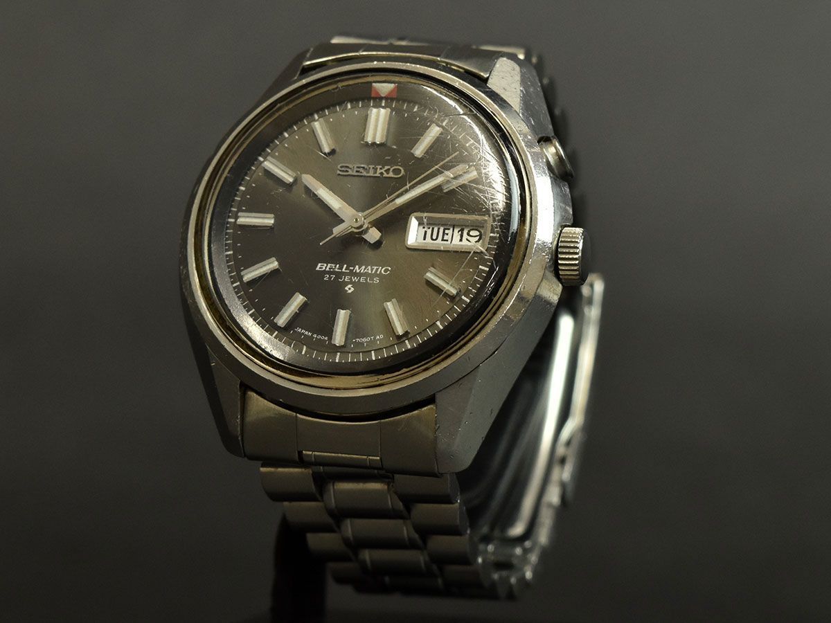 151602♪ 動作確認済 SEIKO セイコー ベルマチック 腕時計 自動巻き デイデイト 27石 3針 4006-7012 ブラック シルバー メンズ/ D 2