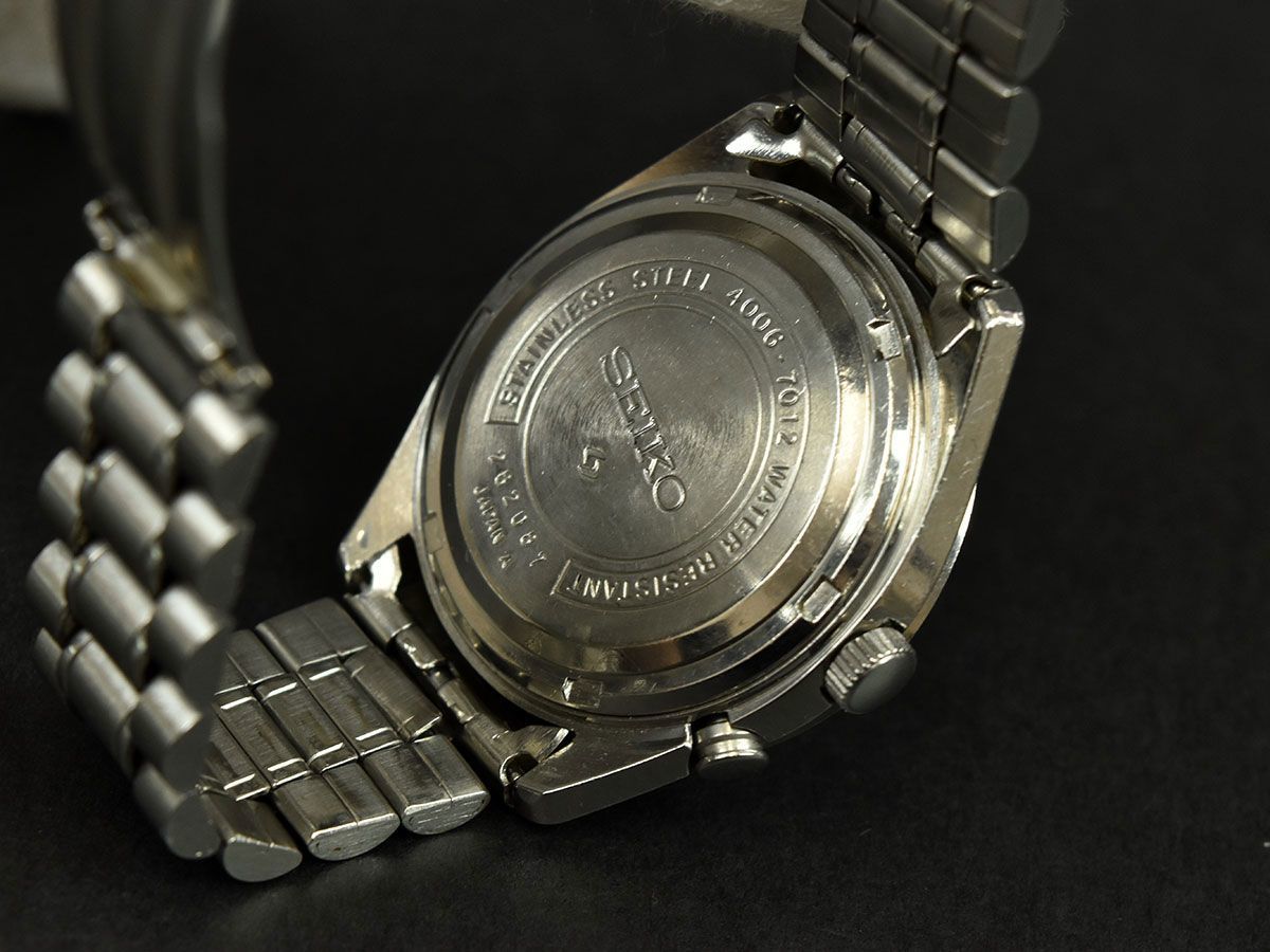 151602♪ 動作確認済 SEIKO セイコー ベルマチック 腕時計 自動巻き デイデイト 27石 3針 4006-7012 ブラック シルバー メンズ/ D 9