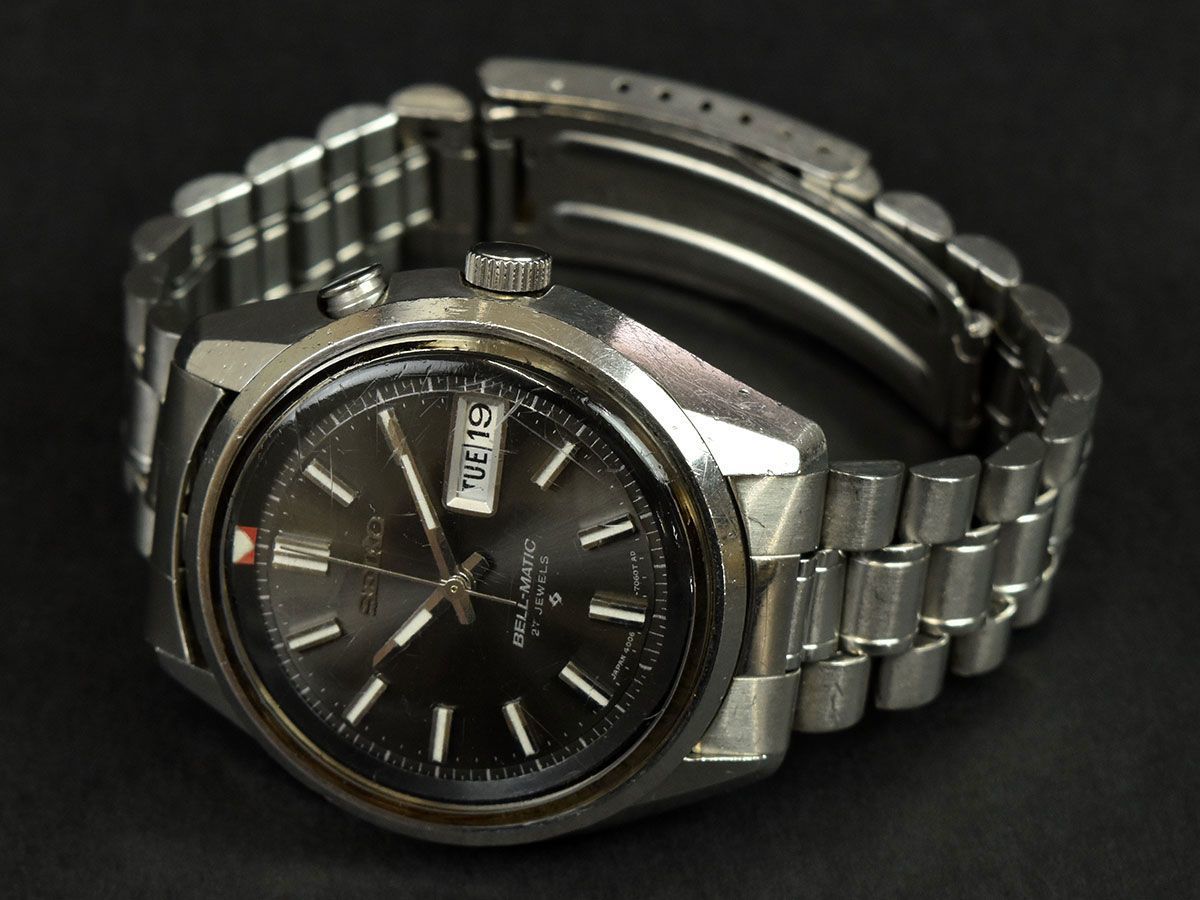 151602♪ 動作確認済 SEIKO セイコー ベルマチック 腕時計 自動巻き デイデイト 27石 3針 4006-7012 ブラック シルバー メンズ/ D 4