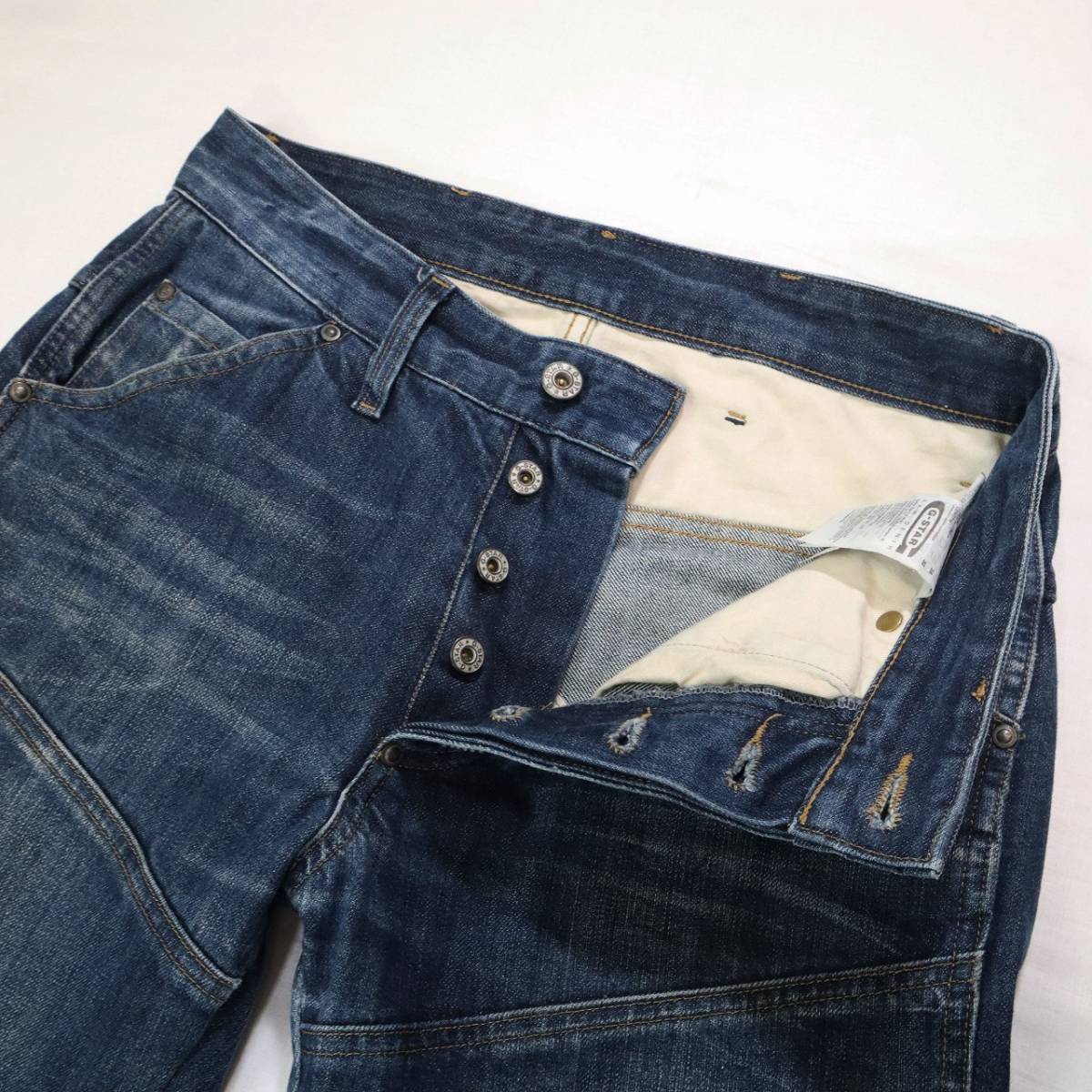 G-STAR RAW ジースターロウ バイカーデニムパンツ 5620 3D テーパード 立体裁断 ストレートジーンズ ボタンフライ メンズ W28 M相当