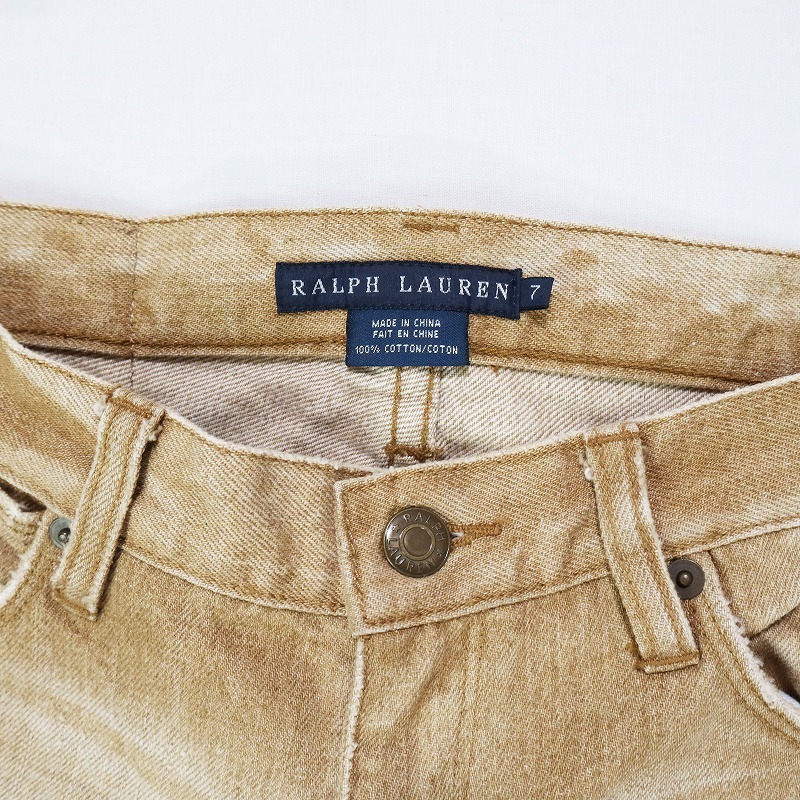 RALPH LAUREN ラルフローレン フレアデニムパンツ ブーツカットジーンズ ローライズ ダメージ加工 ブラウン レディース サイズ7 M相当