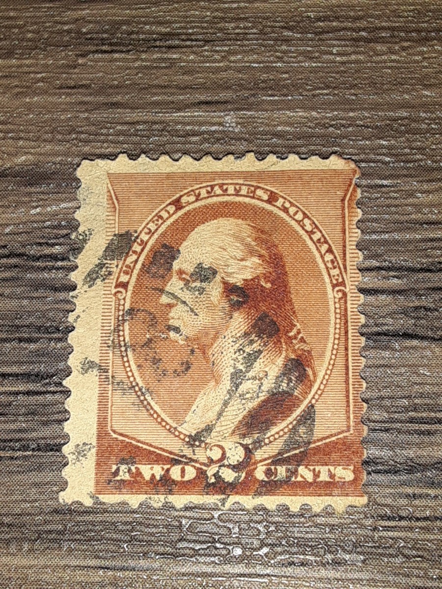 アンティーク切手　アメリカ　1883年頃　ワシントン　2セント　使用済み　USW0711_画像3