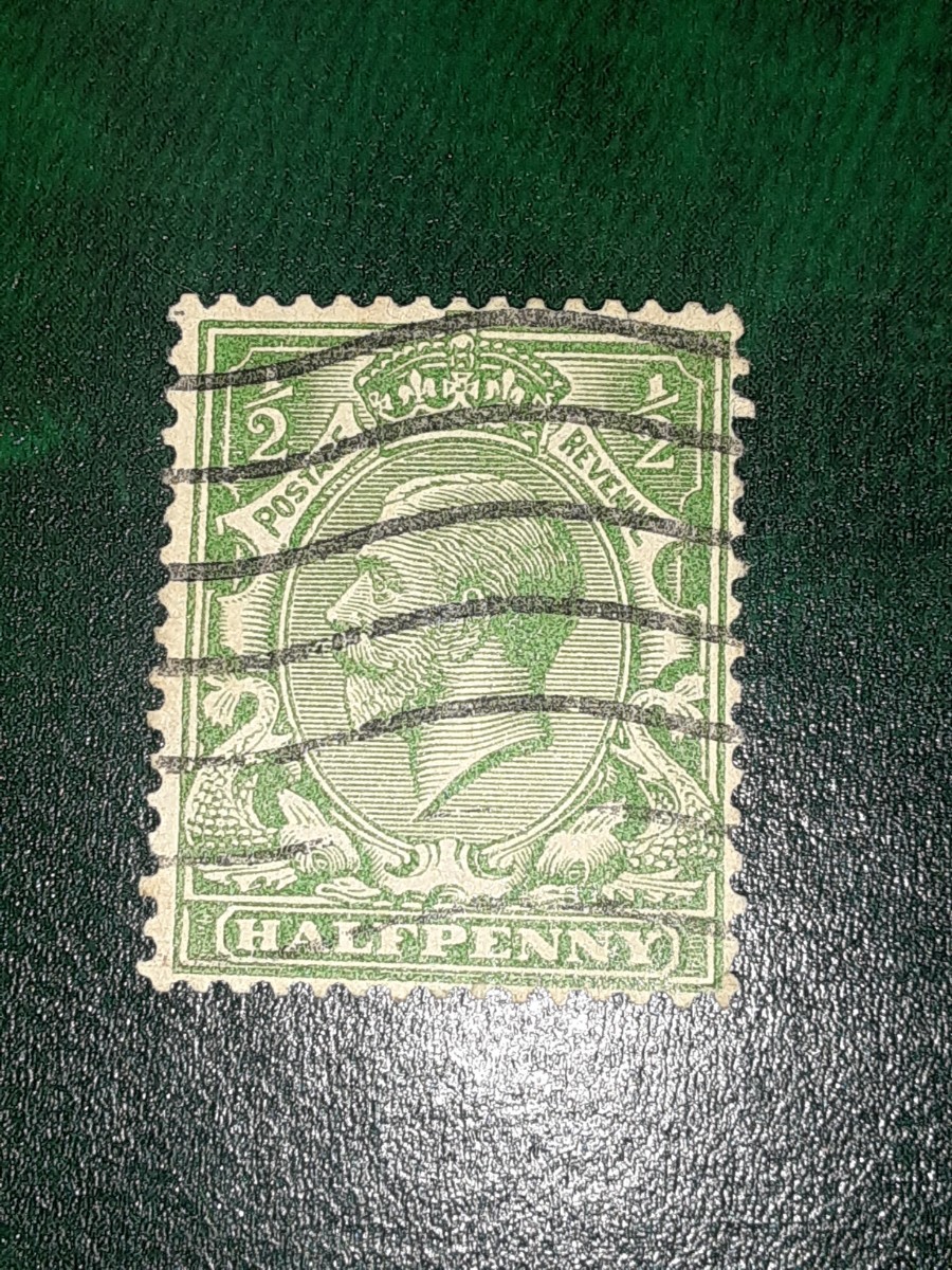 アンティーク切手 イギリス 1912年頃 ジョージ5世 ハーフペニー 使用済み GBG0730_画像6