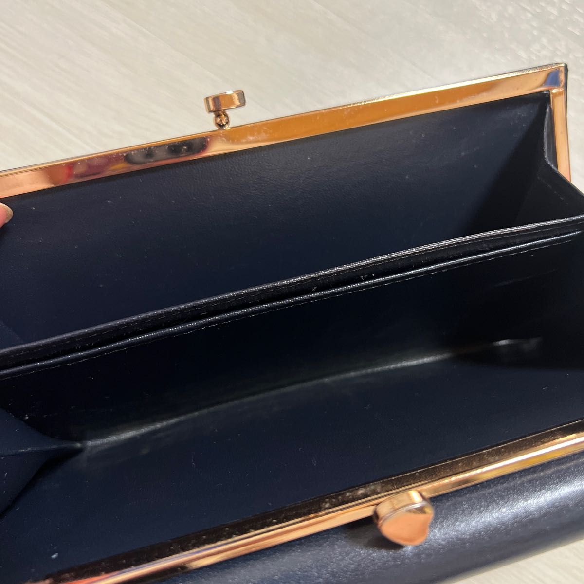 キタムラ K2 牛革口金 長財布 ピンク ネイビー バイカラー キタムラ K2 牛革口金 長財布 ピンク ネイビー バイカラー