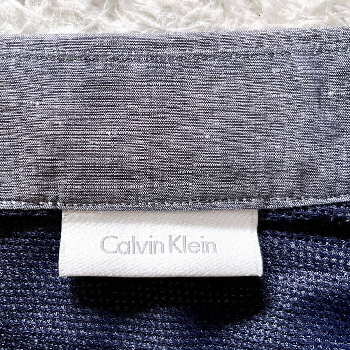 CALVIN KLEIN カルバンクライン シャツ 長袖 カッターシャツ メンズ Mサイズ リネン混 麻 O52316-92_画像6