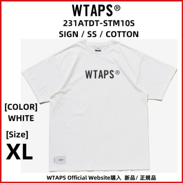 WTAPS SIGN / SS / COTTON WHITE X-LARGE 04 231ATDT-STM10S ダブルタップス サイン ロゴ XL 白 新品 COLLEGE カレッジ ACADEMY Tシャツ