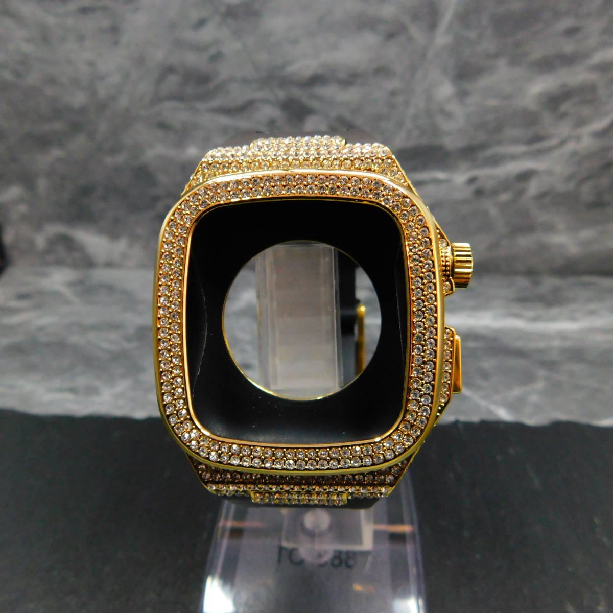 最高級CZダイヤ　Apple Watch カバー　44mm 45mm　ゴールデンコンセプト好きに　ステンレスケース　GOLD×CZダイヤ_画像1