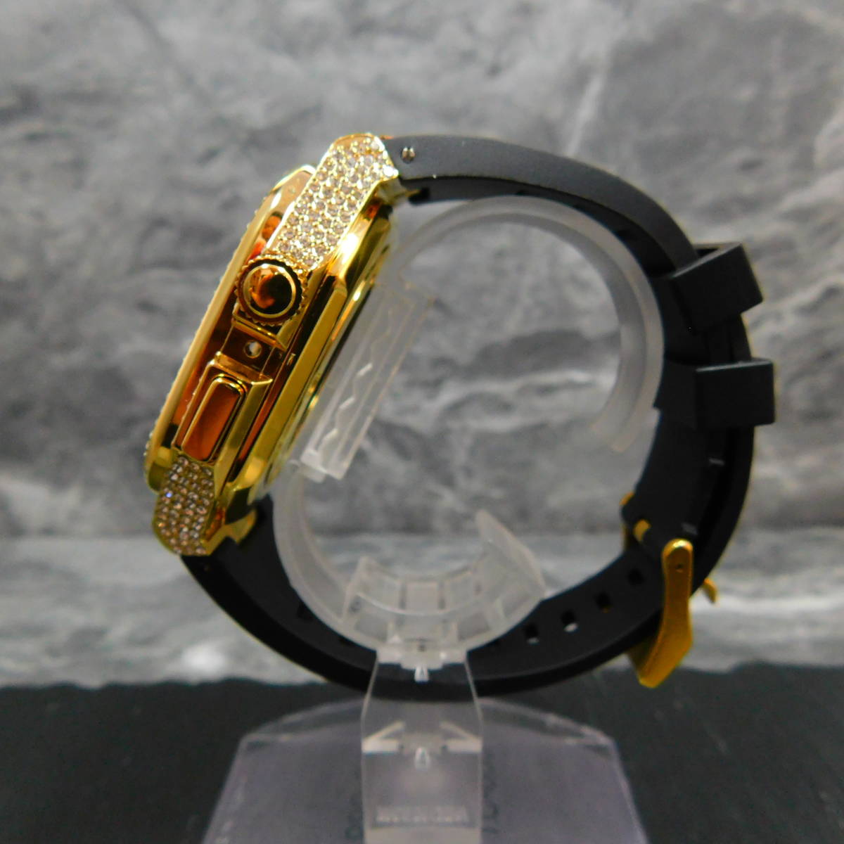 最高級CZダイヤ　Apple Watch カバー　44mm 45mm　ゴールデンコンセプト好きに　ステンレスケース　GOLD×CZダイヤ_画像5