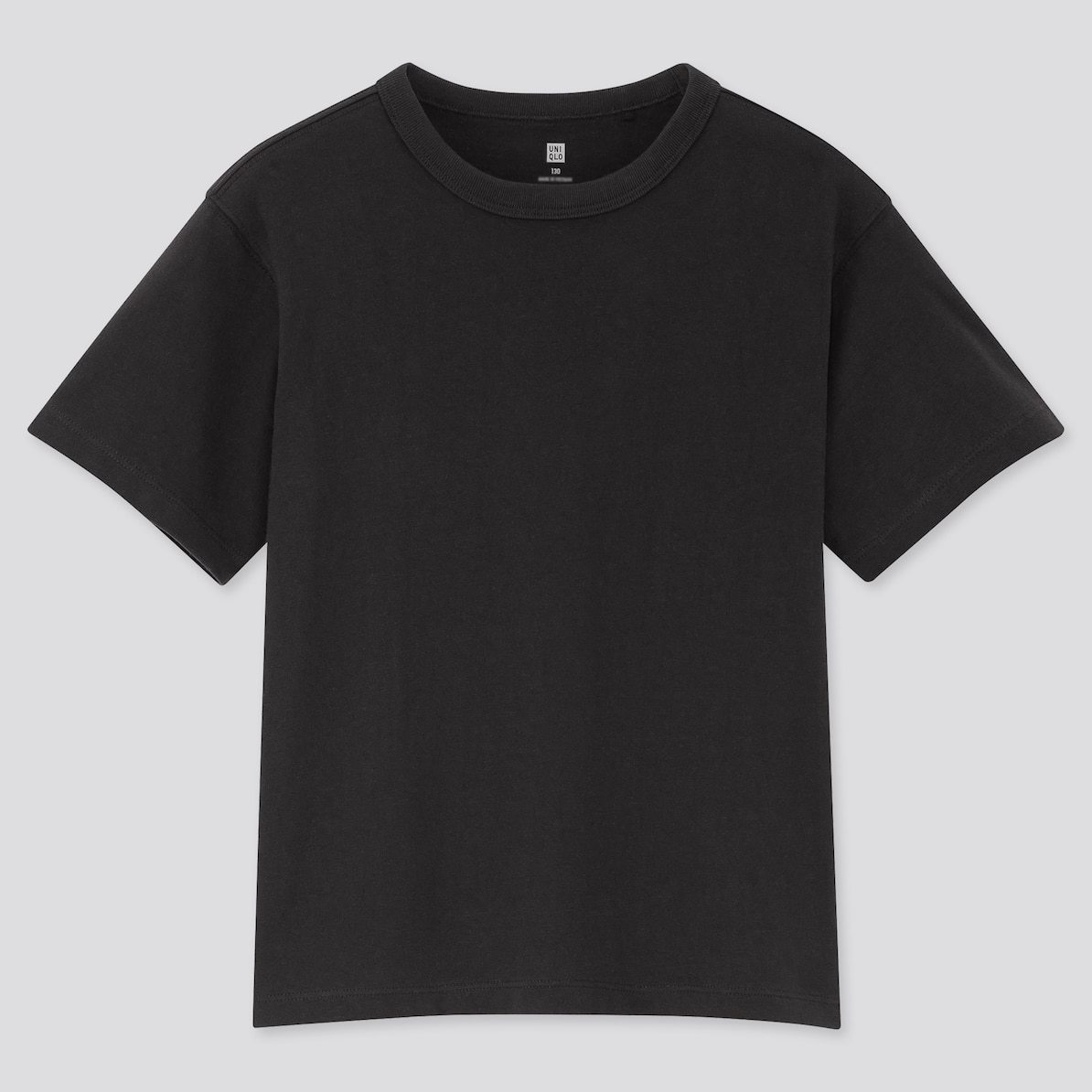 新品タグ付き ユニクロ UNIQLO キッズ KIDS リラックスフィットクルーネックT 半袖Tシャツ 綿100％ やや厚手 ゆったりめ 160 ブラック 黒の画像1
