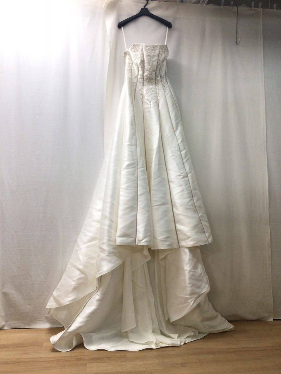 ★S12065【ウエディングドレス 】フィッシュテイルドレス 結婚式 刺繍 ビーズ 中古品 11号