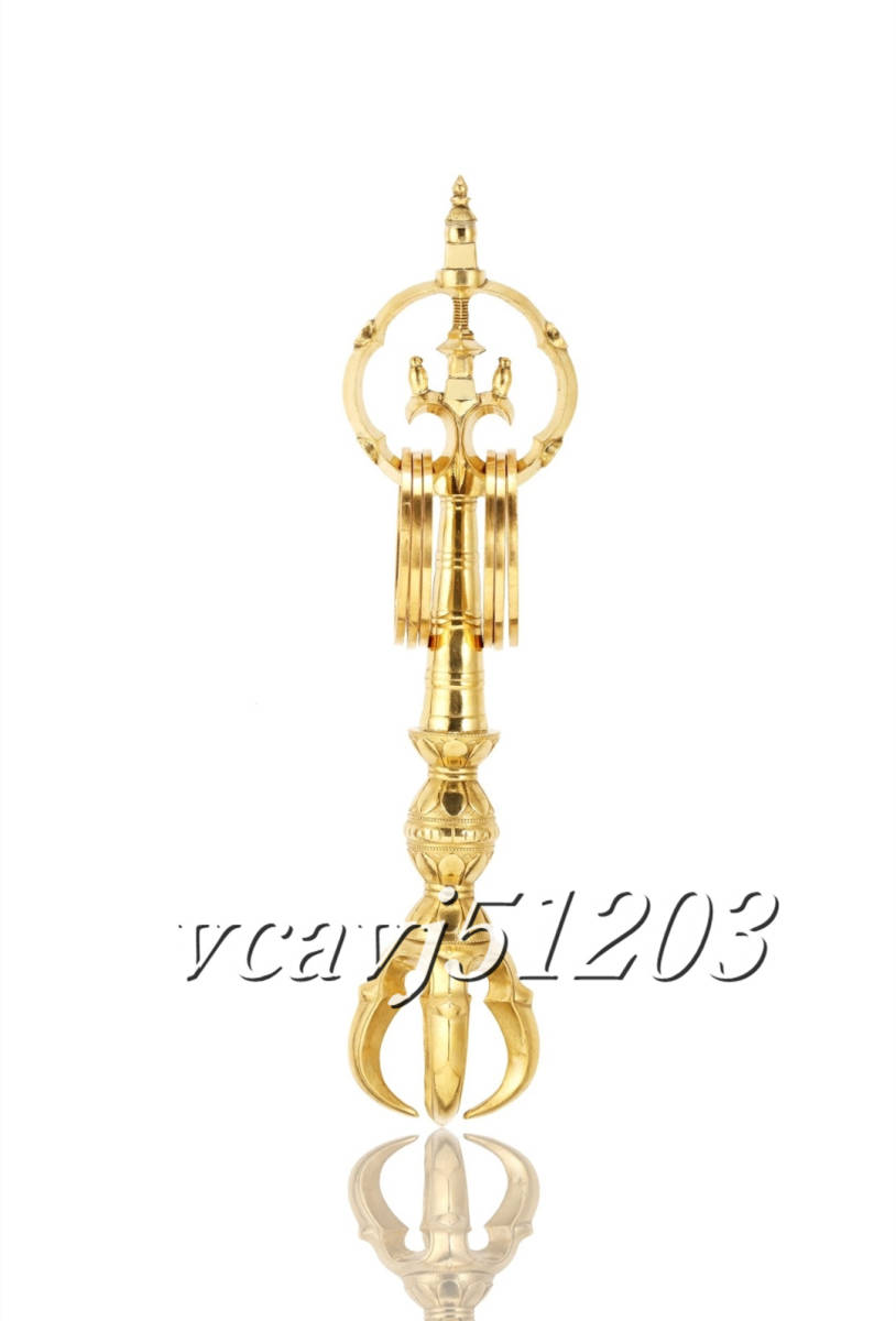 密教法具 寺院用仏具」真言宗 五鈷型 錫杖 仏具 仏教美術 真鍮製 密教法具 寺院用仏具」真言宗 五鈷型 錫杖 仏具 仏教美術 真鍮製