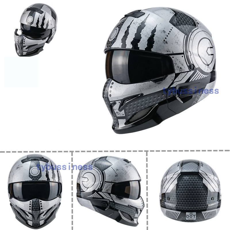 ハーフヘルメット フェイスヘルメットオートバイバイクヘルメット レーシング組立式顎部分着脱できる_画像2