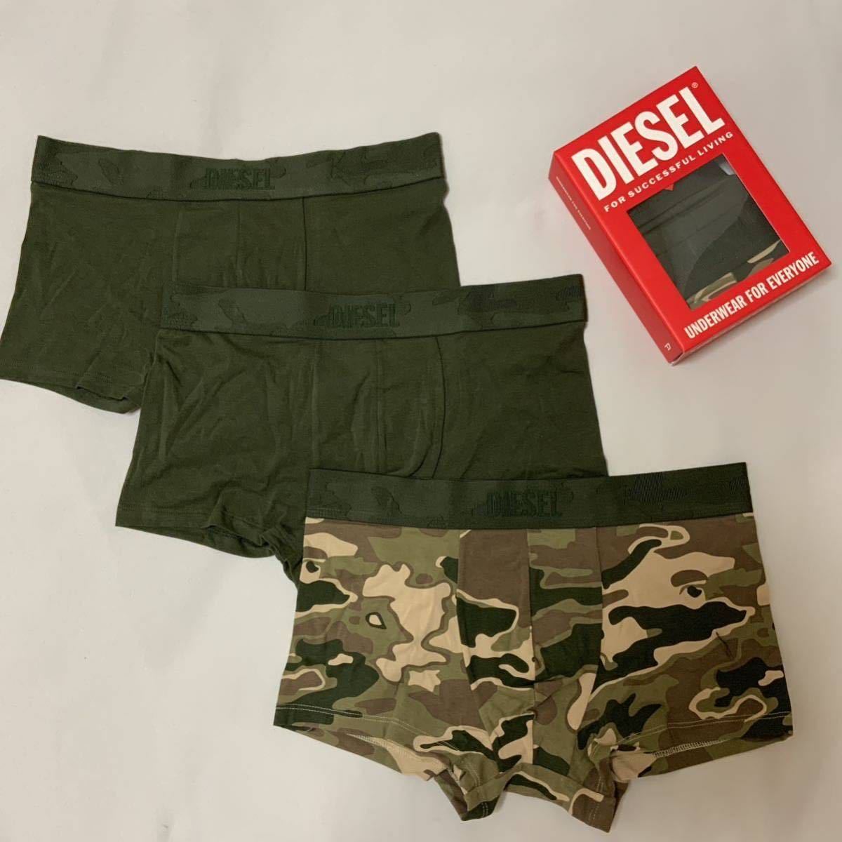 洗練されたデザイン　DIESEL　ボクサーパンツ3枚セット　UMBX-DAMIENTHREEPACK　ミリタリーグリーン　L　00ST3V 0LICY　2023-2024新製品_画像2