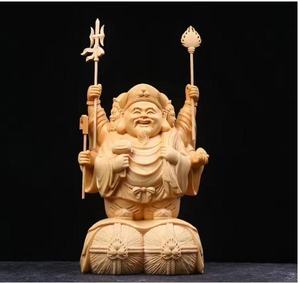 代購代標第一品牌-樂淘letao-新作美品総檜材三面大黒天立像高さ18cm