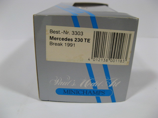 ミニチャンプス 1/43 メルセデス・ベンツ 230TE ブレーク 1991 ライトブルー_ラベルにシミがあります。