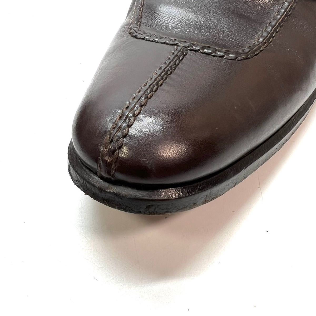 HERMES エルメス　ローファー　革靴　レザー　Hロゴ　41 26cm ダークブラウン　メンズ　靴　ビジネスシューズ