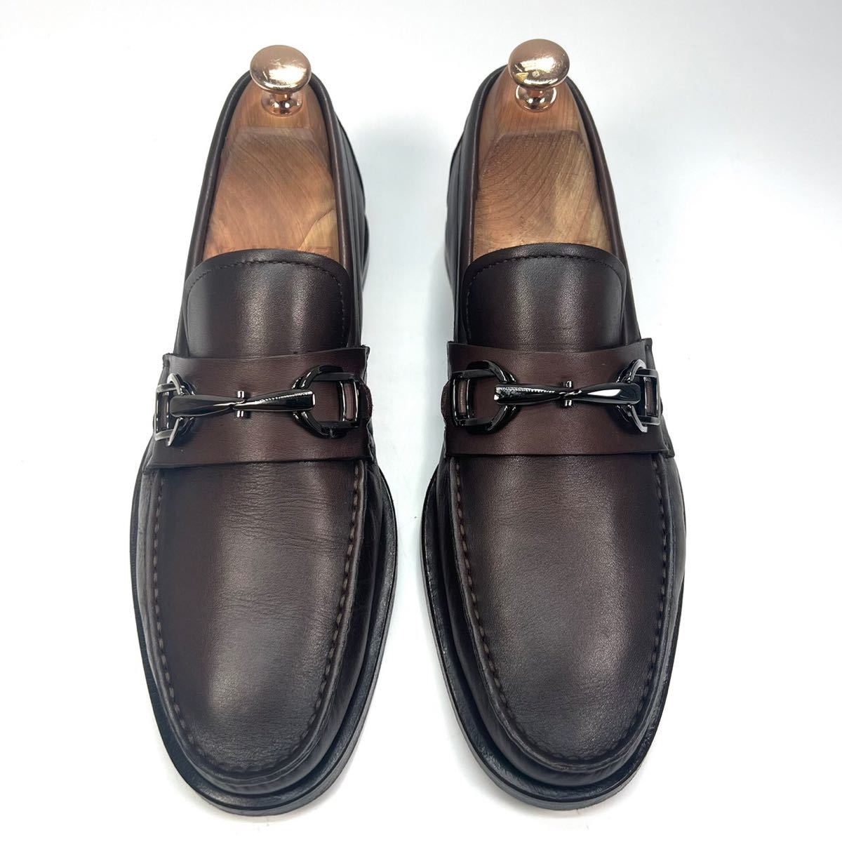 Santoni サントーニ ビットローファー 革靴 ダークブラウン-