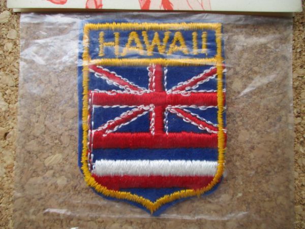 70s ハワイ HAWAII 州旗 ビンテージ刺繍ワッペン/FLAGサーフィンPATCH観光ルネラルーお土産スーベニア旅行アメリカUSAパッチSURF D13_画像2