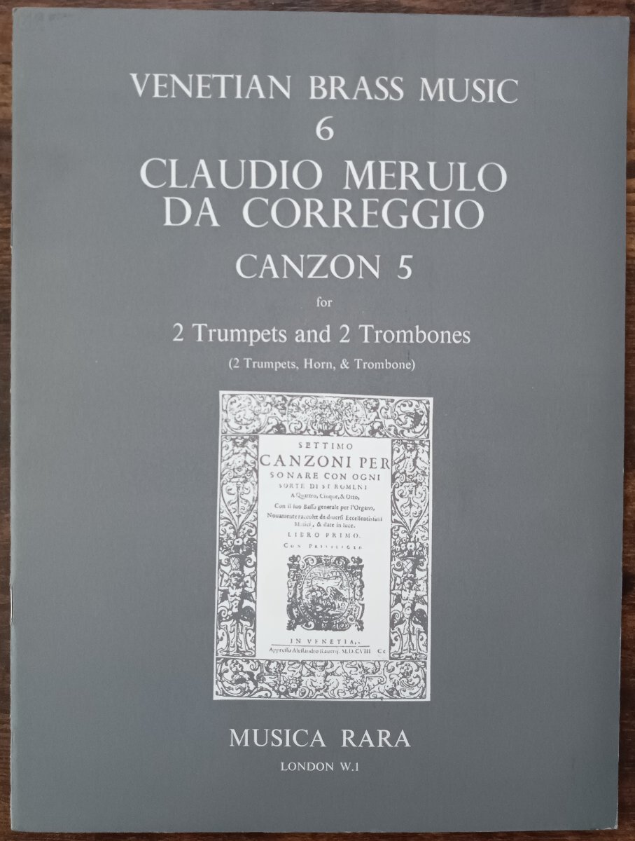 送料無料 金管4重奏楽譜 クラウディオ・メールロ：カンツォン第5番 2Trp&2Trb トランペット＆トロンボーン・アンサンブル_画像1