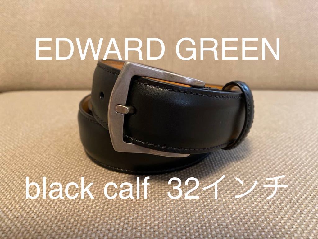 EDWARD GREEN ベルト ブラック カーフ 32インチ エドワードグリーン 80レザーベルト レザー_画像1