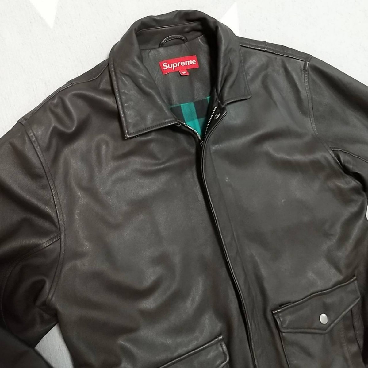 希少 SUPREME レザーボンバージャケット M 革ジャン A-2 ライダースジャケット 07AW Leather Bomber Jacket  シュプリーム 廃盤 希少モデル