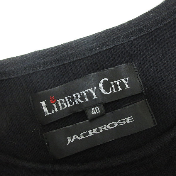 y■ジャックローズ/LiBeety City JACK ROSE スウェットTシャツ/厚手■黒【 40 】men's/137【中古】_画像2